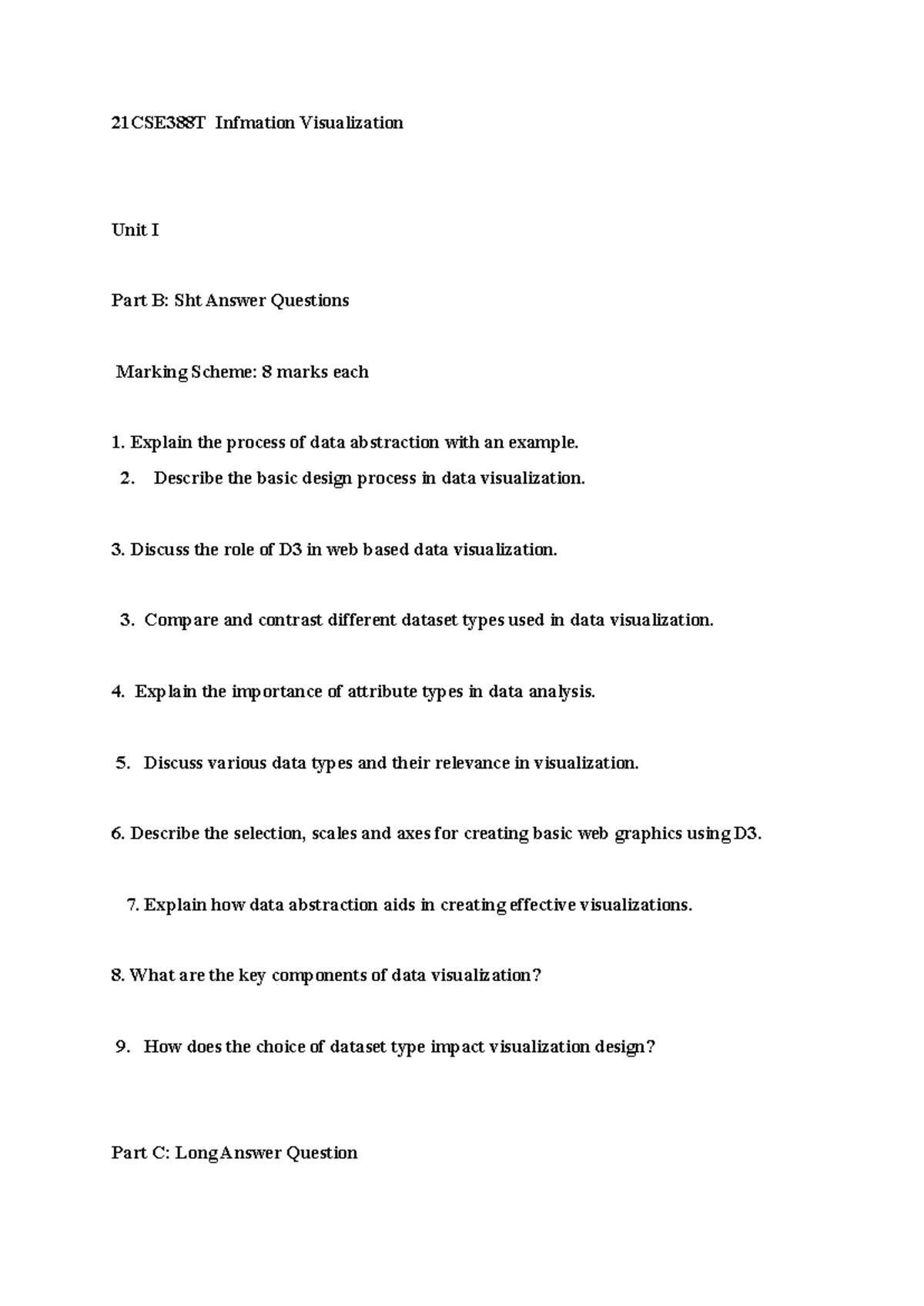 Q P - question paper for practice of all units - 21CSE388T Infmation ...