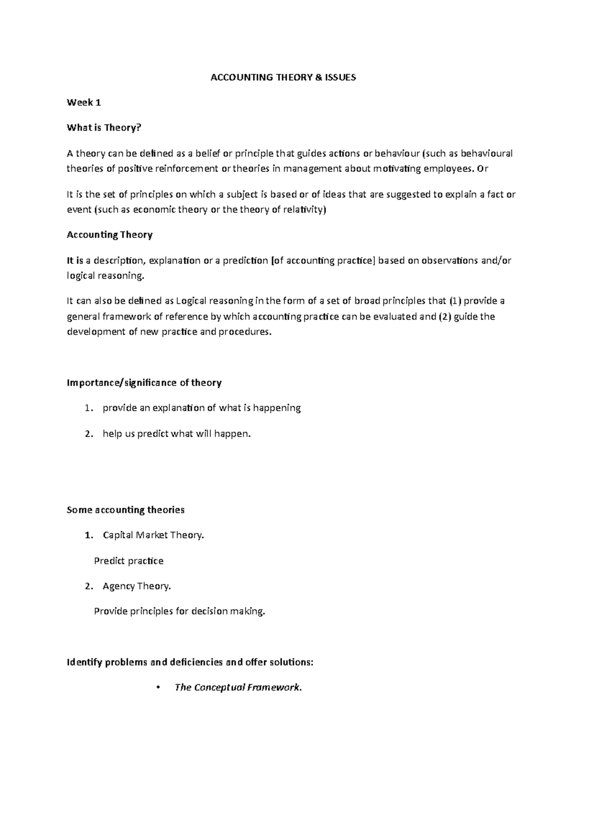 Final Exam Study Guide: Accounting Theory & Issues (Course Code: ACCT ...