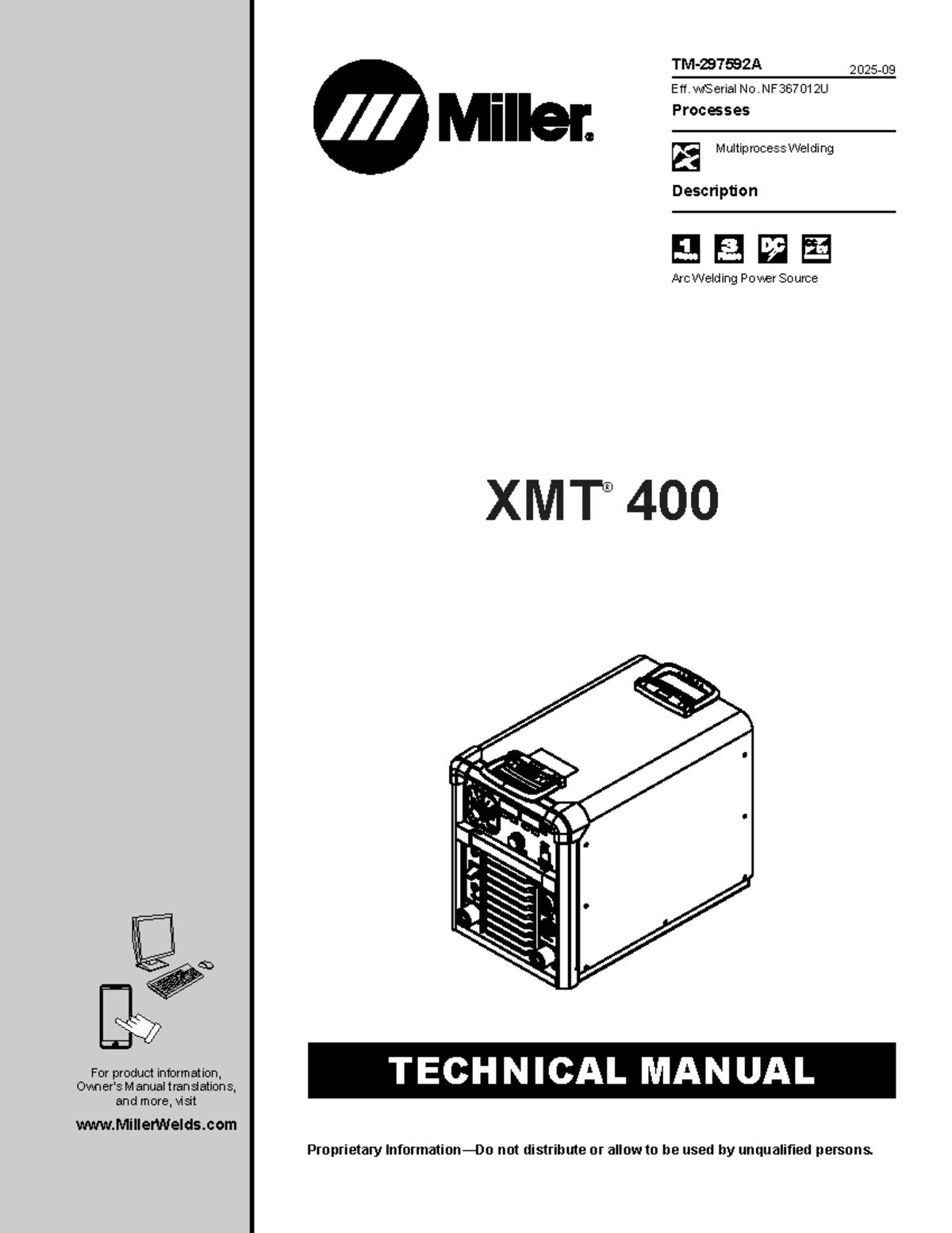 XMT 400 Technical Manual: Arc Welding Power Source NF367012U - Studocu