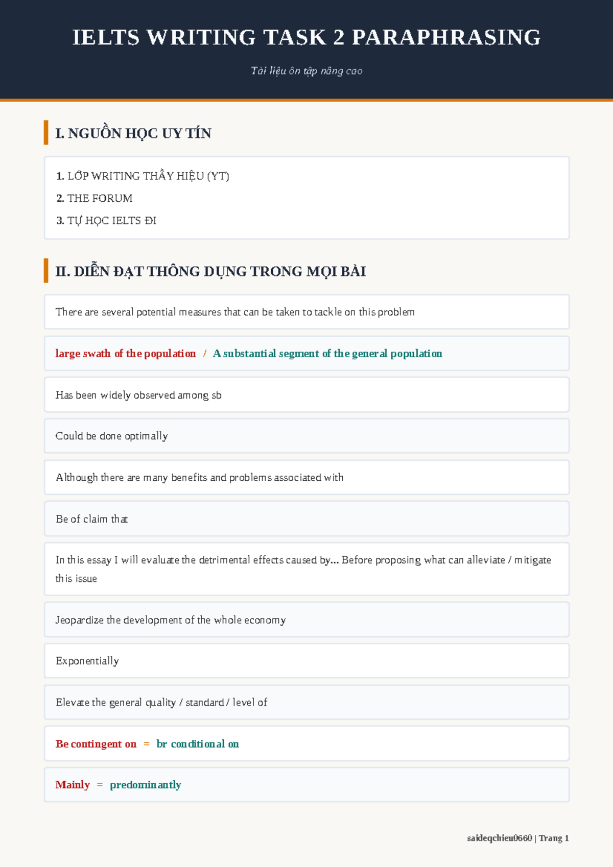 IELTS Writing Task 2: Advanced Paraphrasing Techniques - Studocu