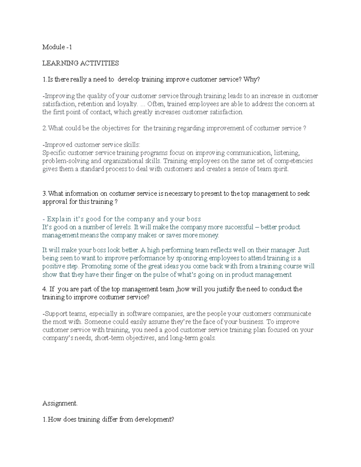 HRM 6 Module 1 - Training Strategies for Enhanced Customer Service ...