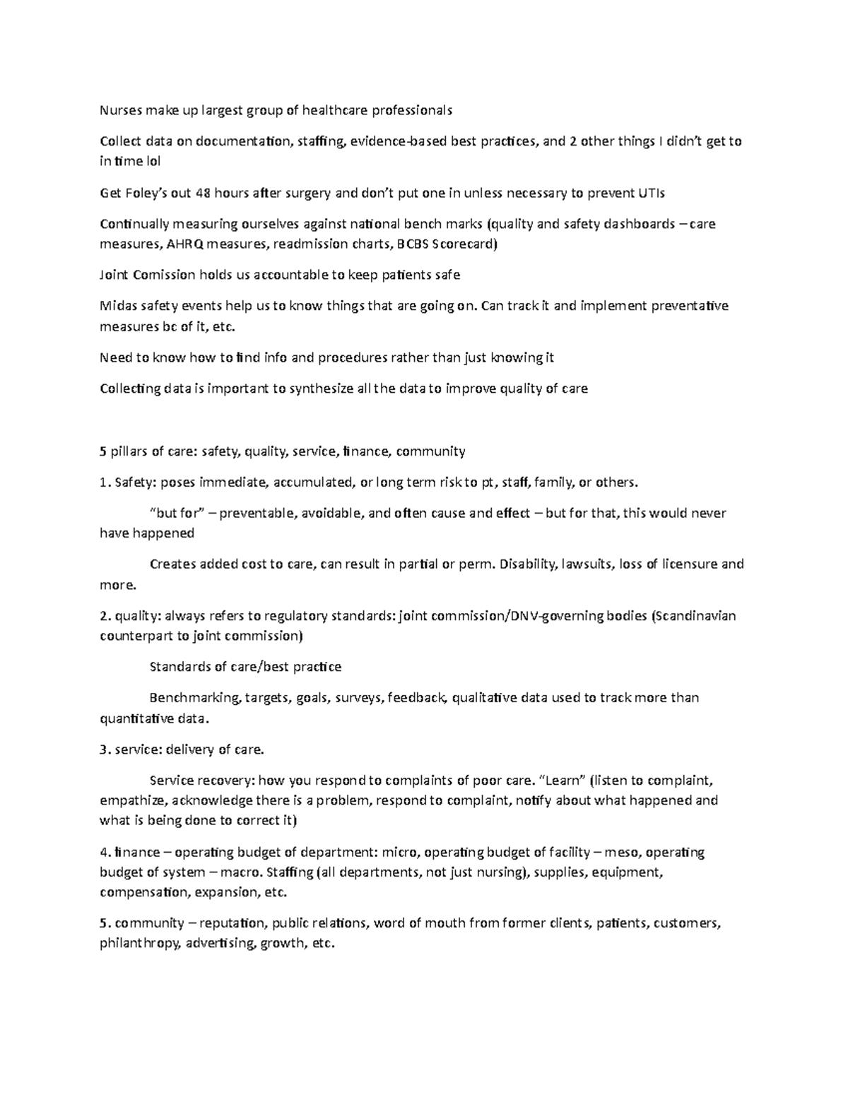 Nursing Quality and Safety Notes: Week 2 Overview - Studocu