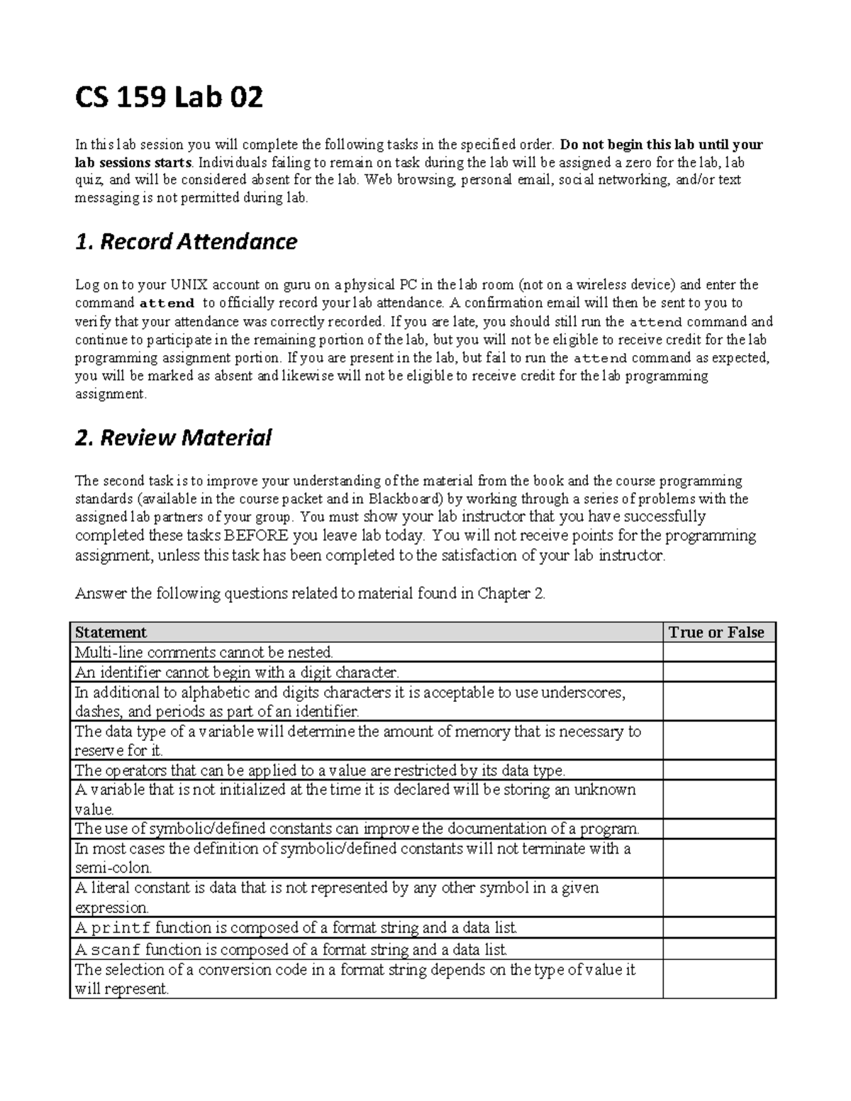 CS 159 Lab 02 - Instructions and Guidelines for Completion - Studocu