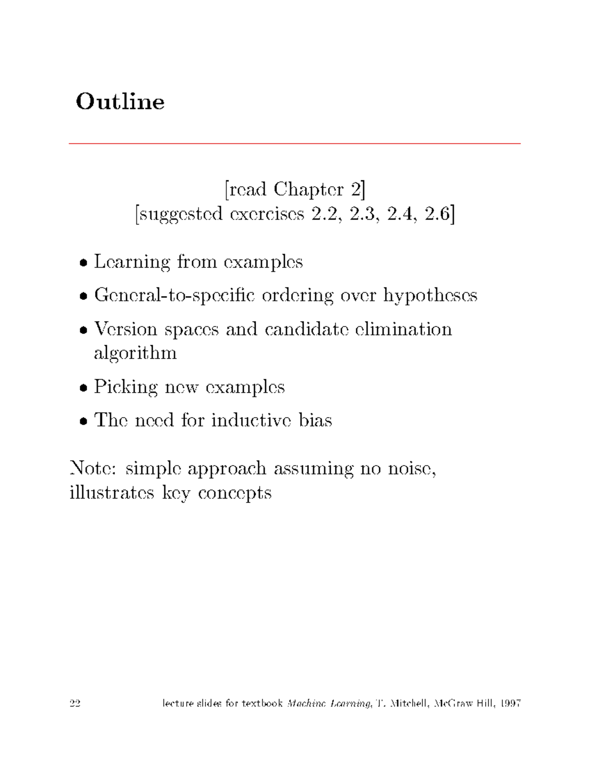 Concept Learning - Notes on Chapter Exercises 2.2, 2.3, 2.4 - Studocu