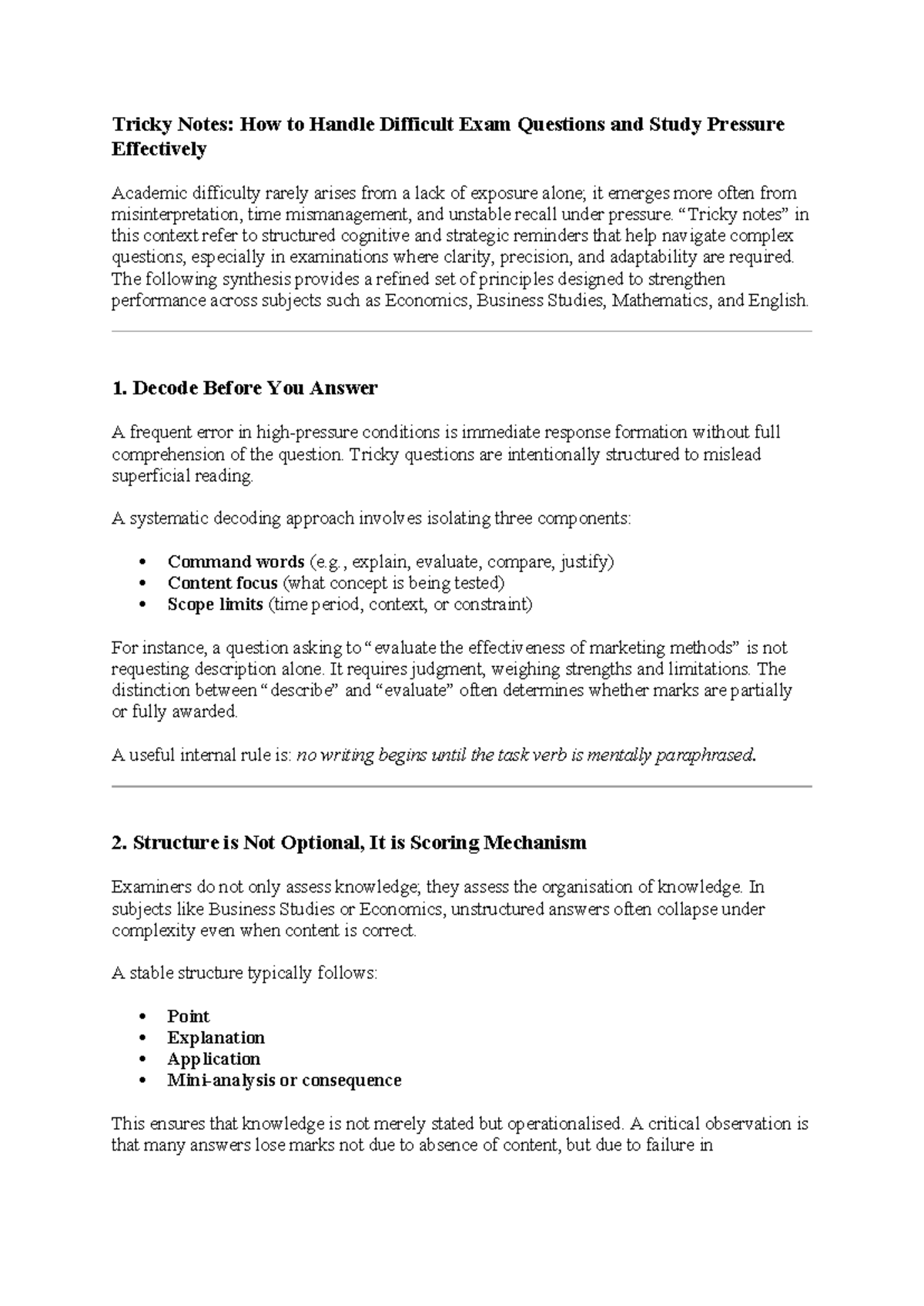Effective Strategies for Tackling Difficult Exam Questions (DADS) - Studocu