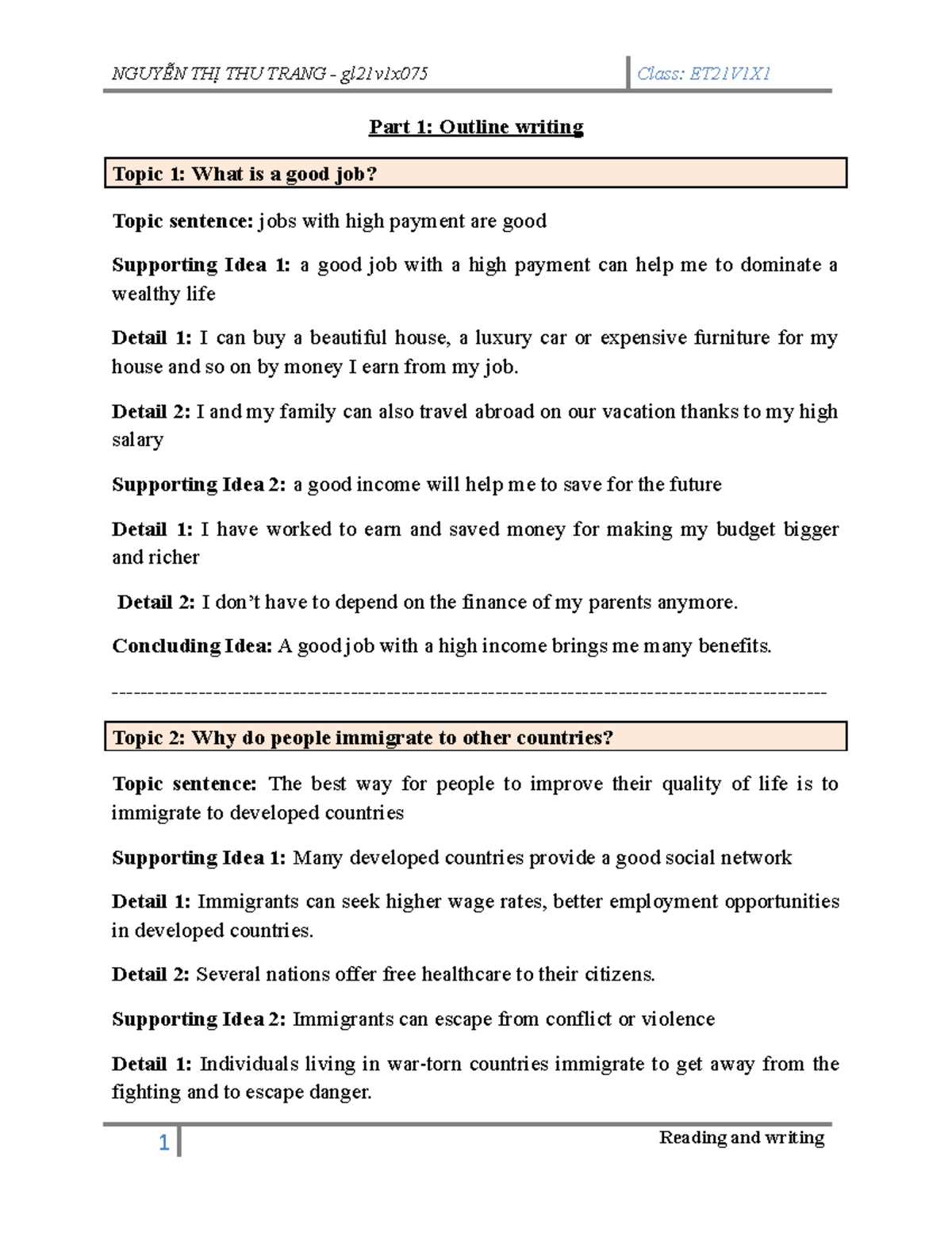 B1 Essay Notes: Đề Cương Viết Cơ Bản và Nội Dung Khác Nhau - Studocu