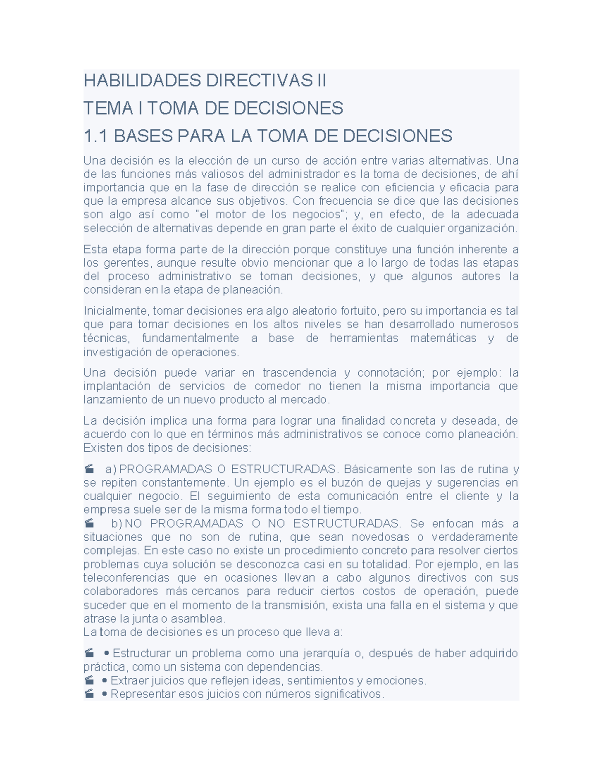 HABILIDADES DIRECTIVAS II: TOMA DE DECISIONES Y MODELOS GERENCIALES ...