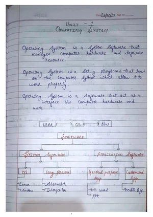 Operating Systems (OS) Notes: Unit 1 Overview and Features - Studocu