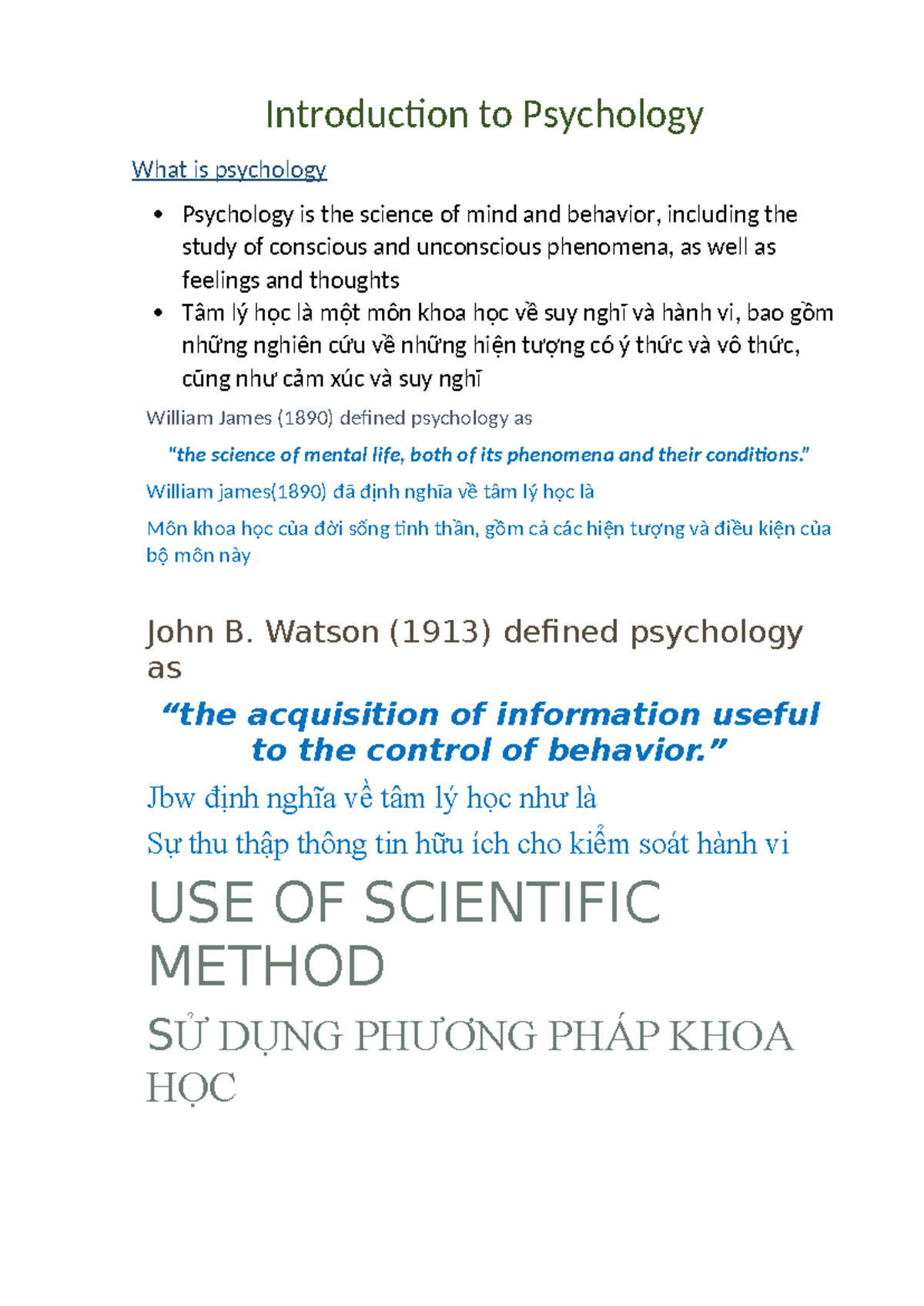 Introduction to Psychology (PSY101) - Key Concepts and Methods - Studocu