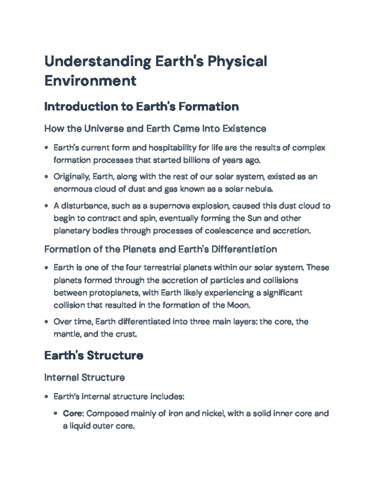 Understanding Earth's Physical Environment: Formation & Climate (GEOL ...