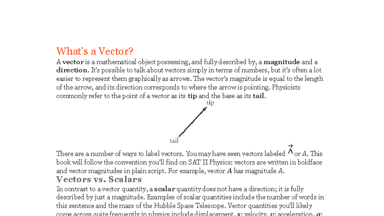 SAT II Physics: Understanding Vectors and Their Applications - Studocu