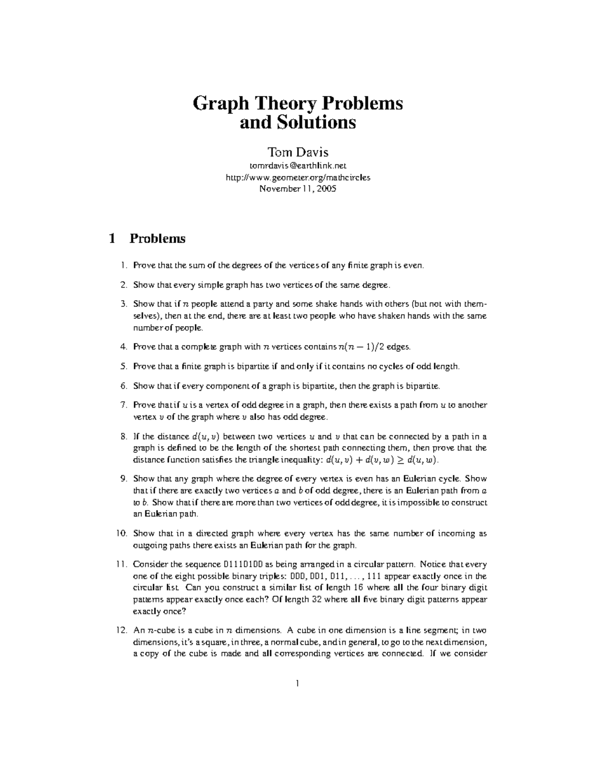 Chap2 2 - Lecture notes 2 - Graph Theory Problems and Solutions Tom ...