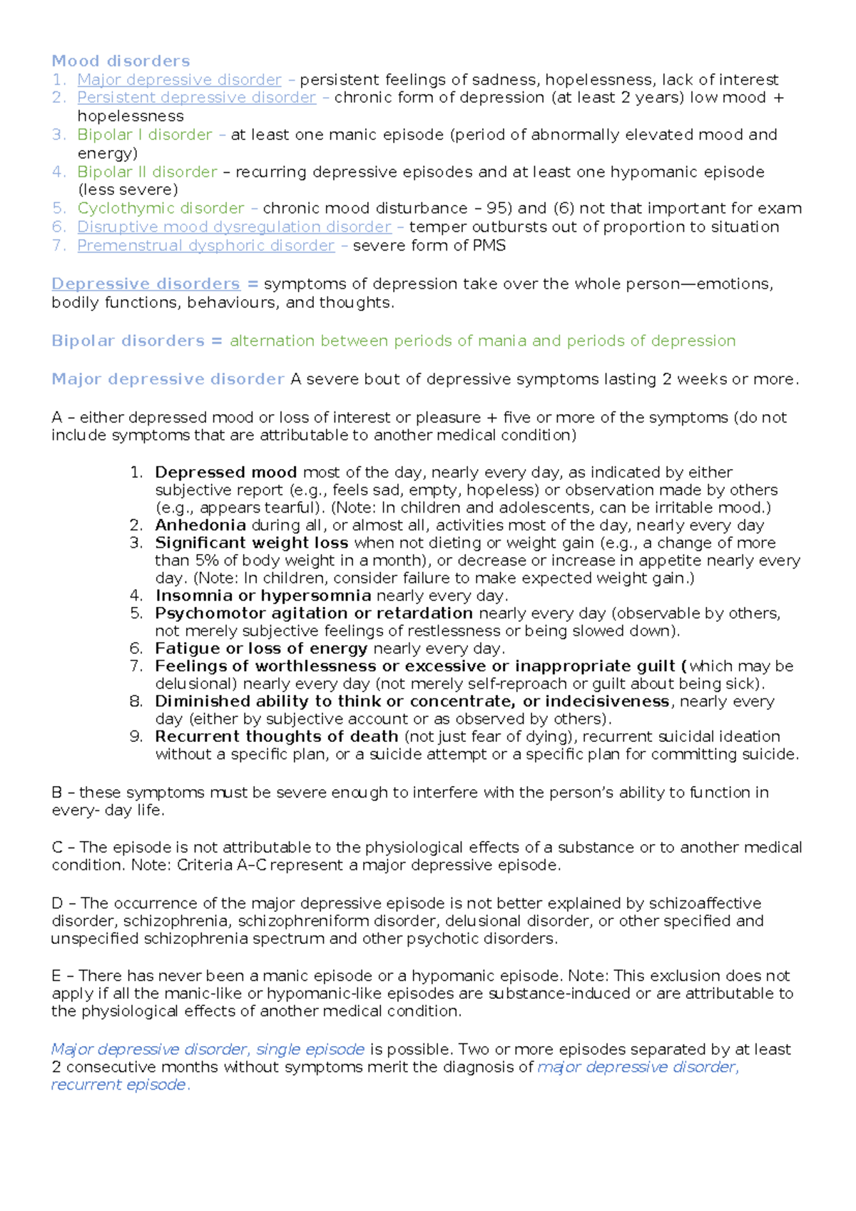 Task 6 - Depression: Overview of Mood Disorders and Symptoms - Studeersnel