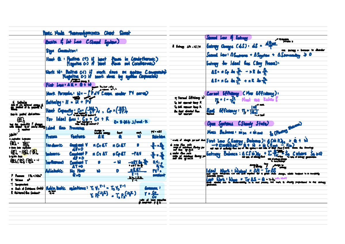 Thermo 101: Final Exam Notes on Entropy & Thermodynamics Concepts - Studocu