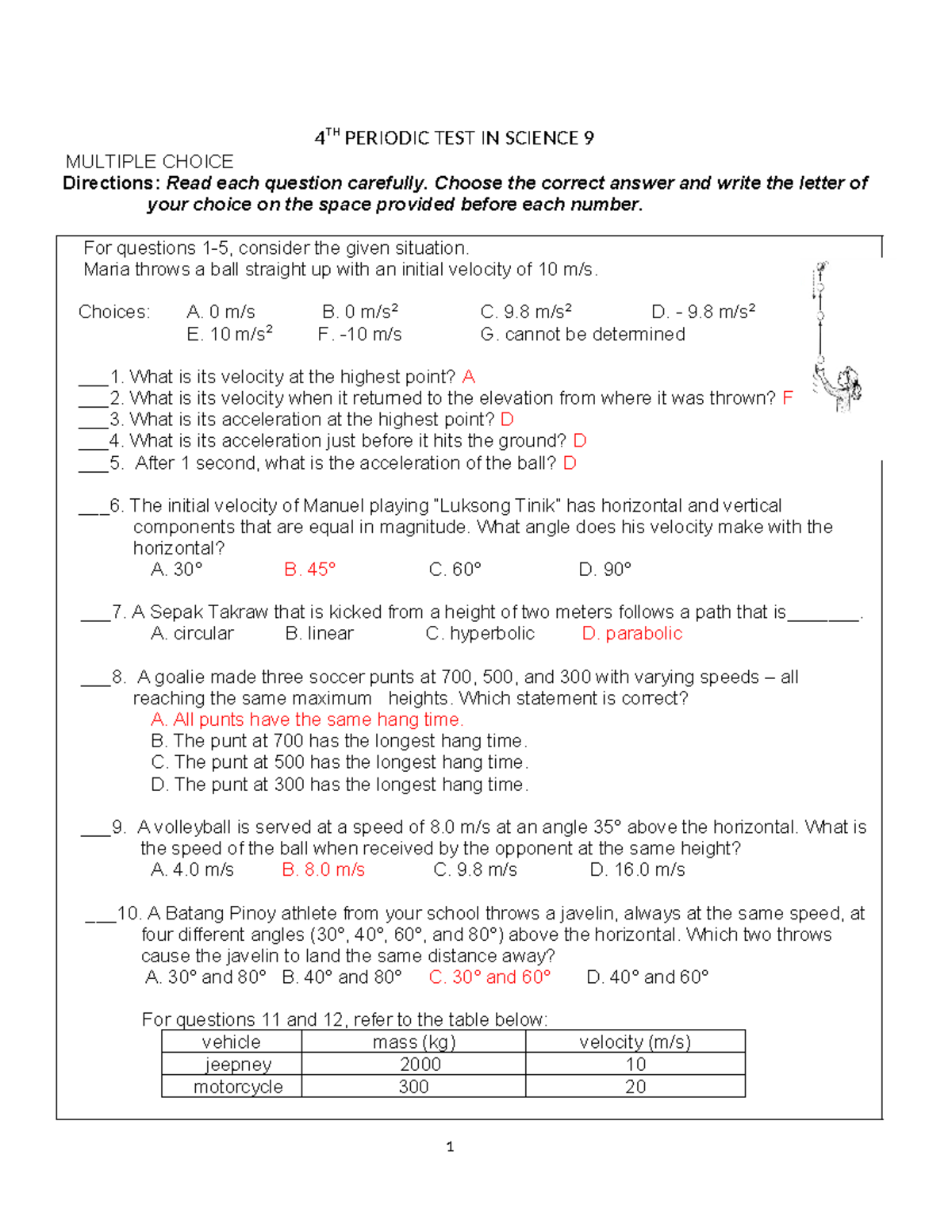 Grade 9 Science Q4 Quarterly Exam Multiple Choice Questions - Studocu