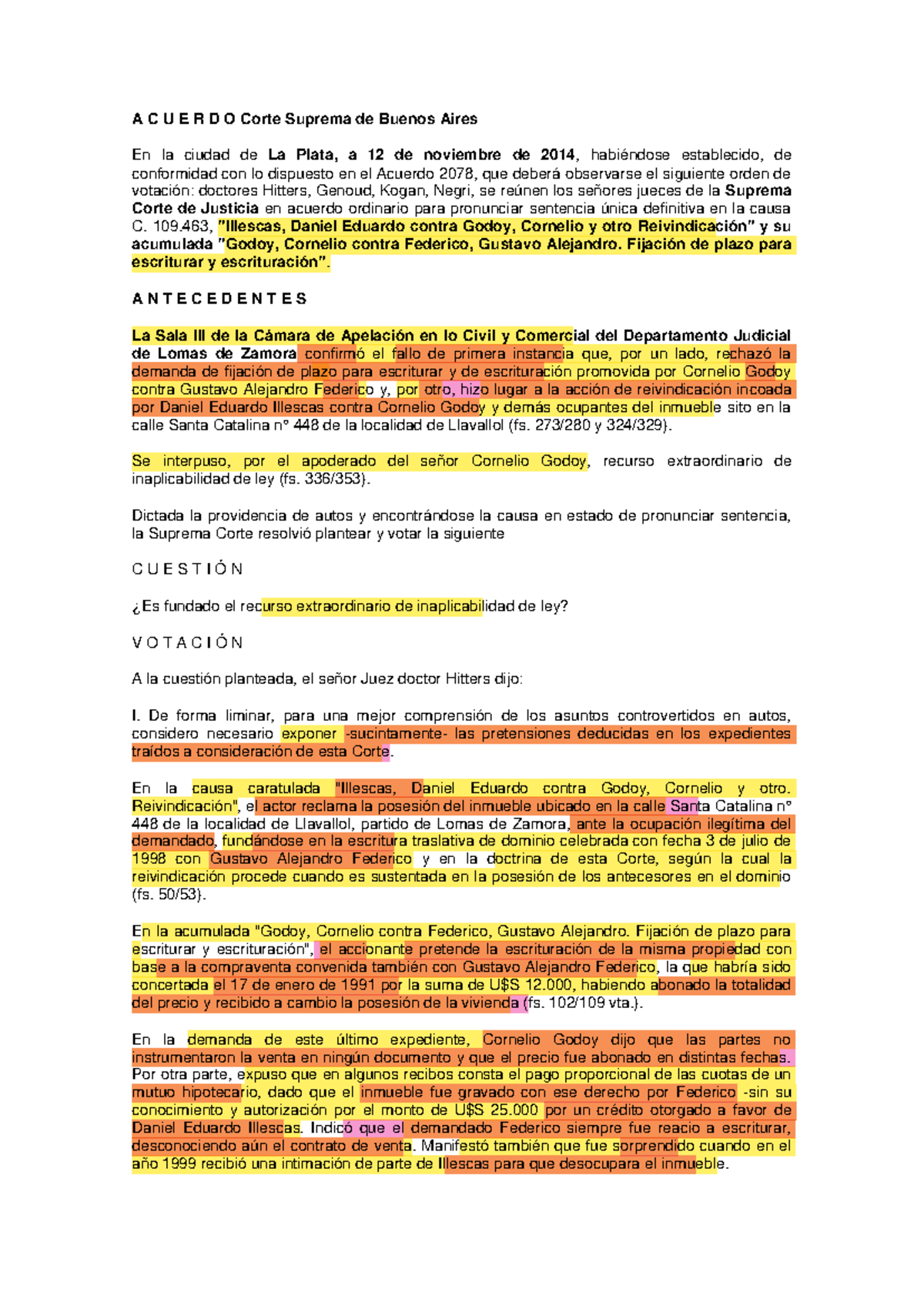 Fallo de la Corte Suprema de Buenos Aires en Causa C. 109.463 - Studocu
