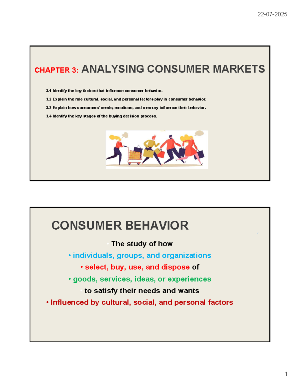 MM1 5 6 2025: Chapter 3 - Analyzing Consumer Behavior Factors - Studocu