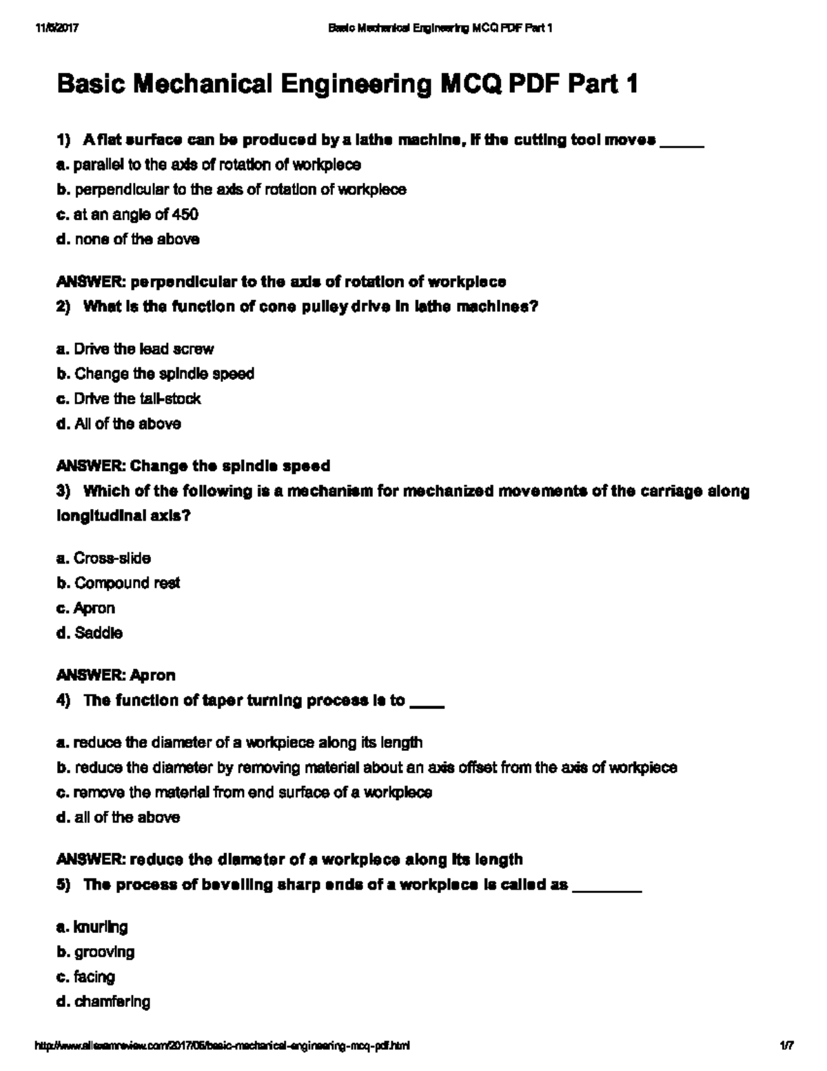 Mech-1 - plese use the notes - Basic Mechanical Engineering MCQ PDF ...