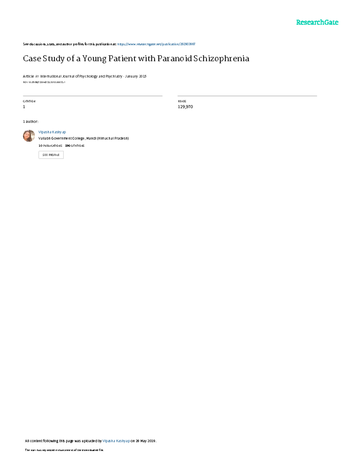 Case Study: Young Patient with Paranoid Schizophrenia (F20.0) - Studocu