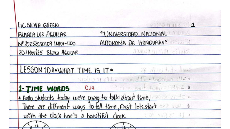 LIC. SILVIA GREEN - BLANCA AGUILAR - TIME LESSON 10:00 - Studocu