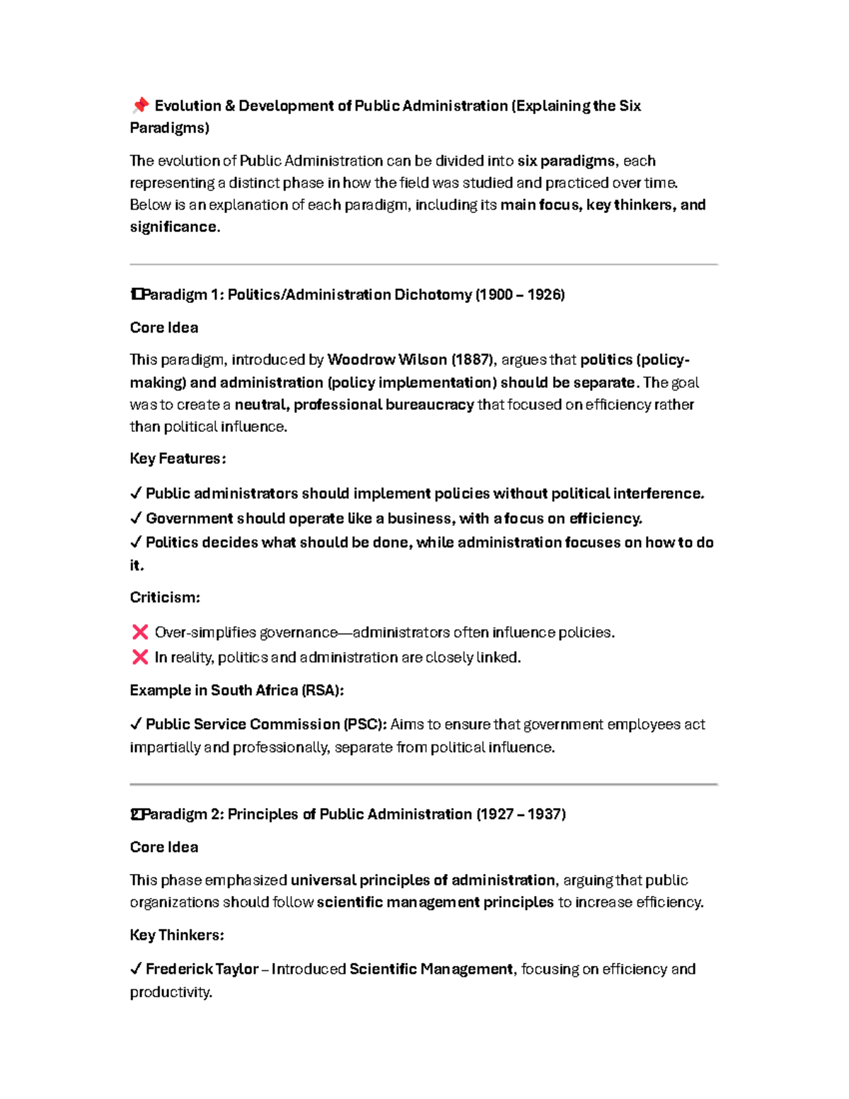 Public Administration Evolution: Six Paradigms Explained (PA 101) - Studocu