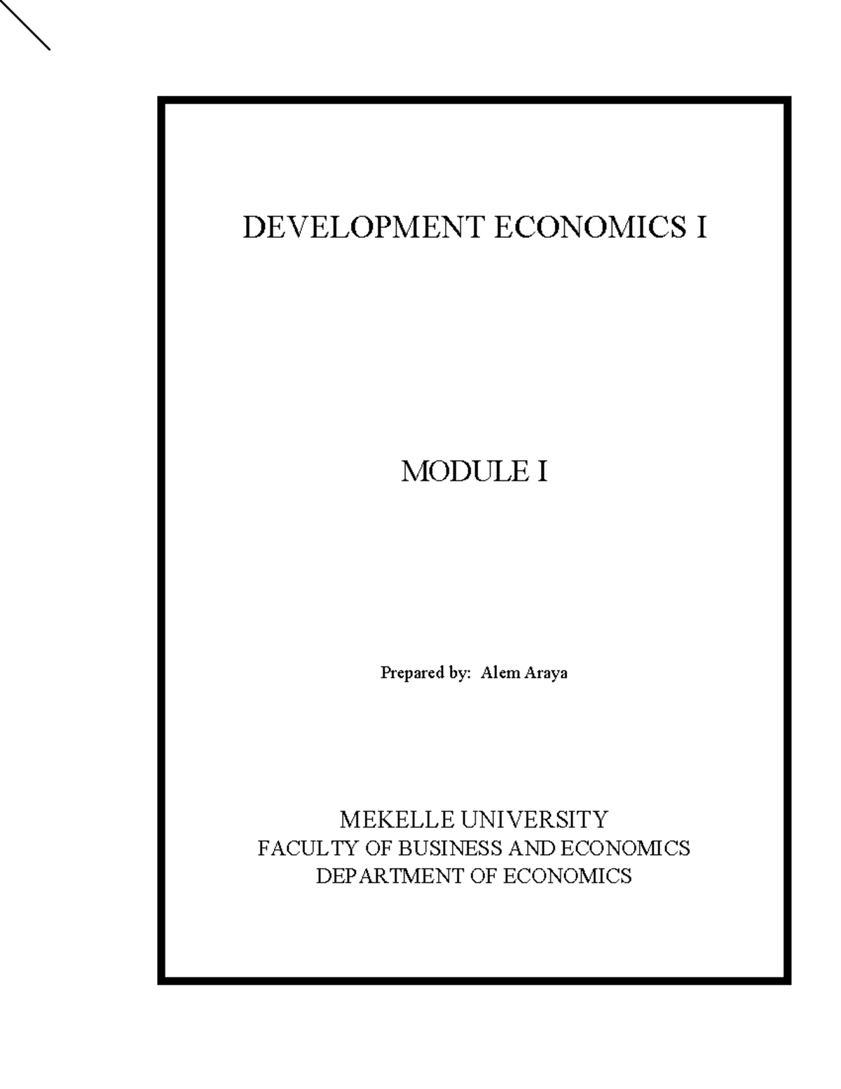 Development Economics I: Module I Overview and Key Concepts - Studocu