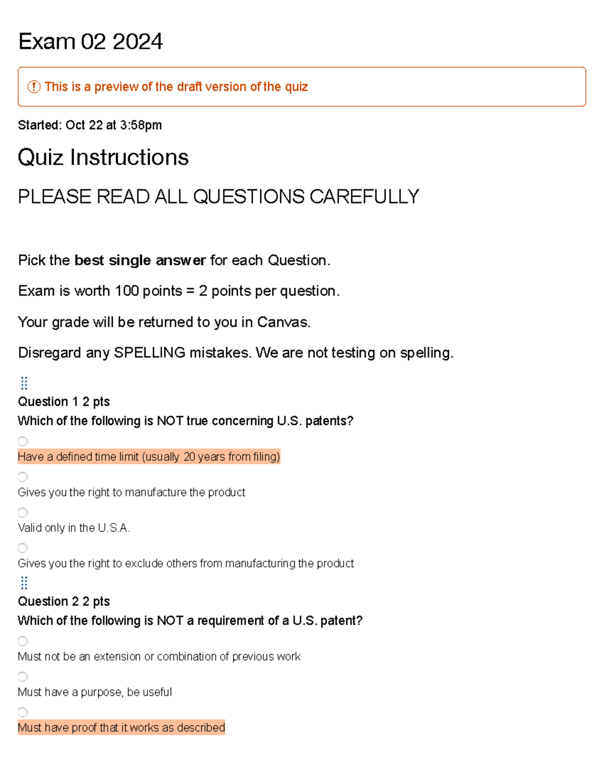 2024 Exam 02 Quiz Answers and Review - Studocu