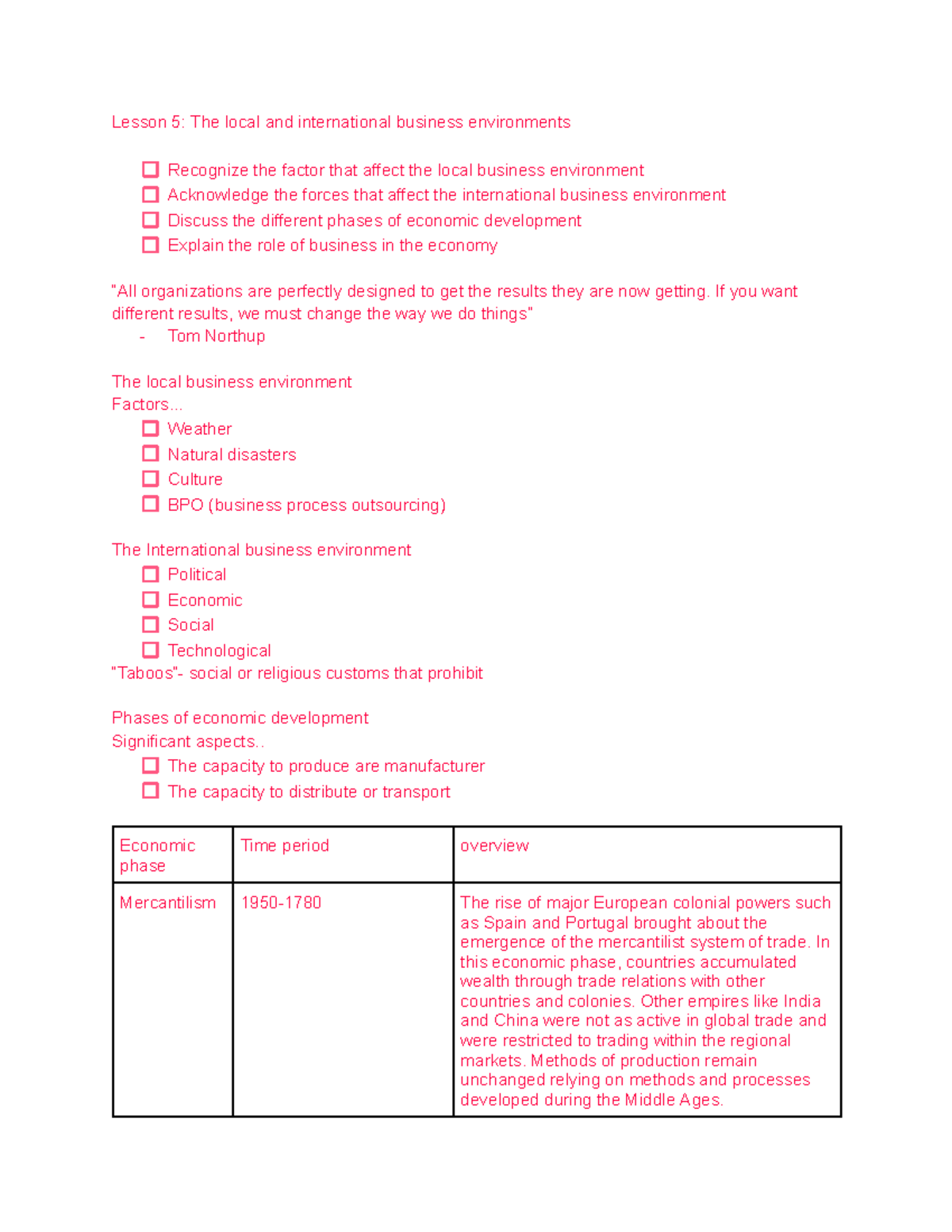 Lesson 5: Local & International Business Environments (Org & Mgt) - Studocu