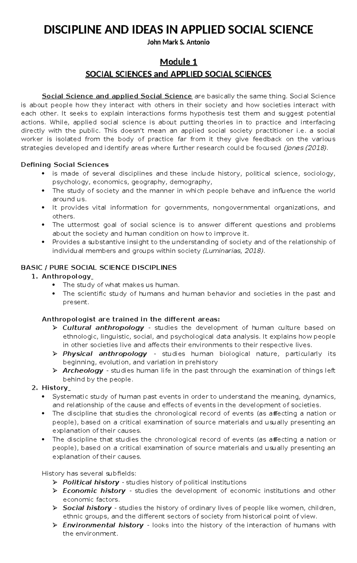 Discipline AND Ideas IN Applied Social Science - DISCIPLINE AND IDEAS ...
