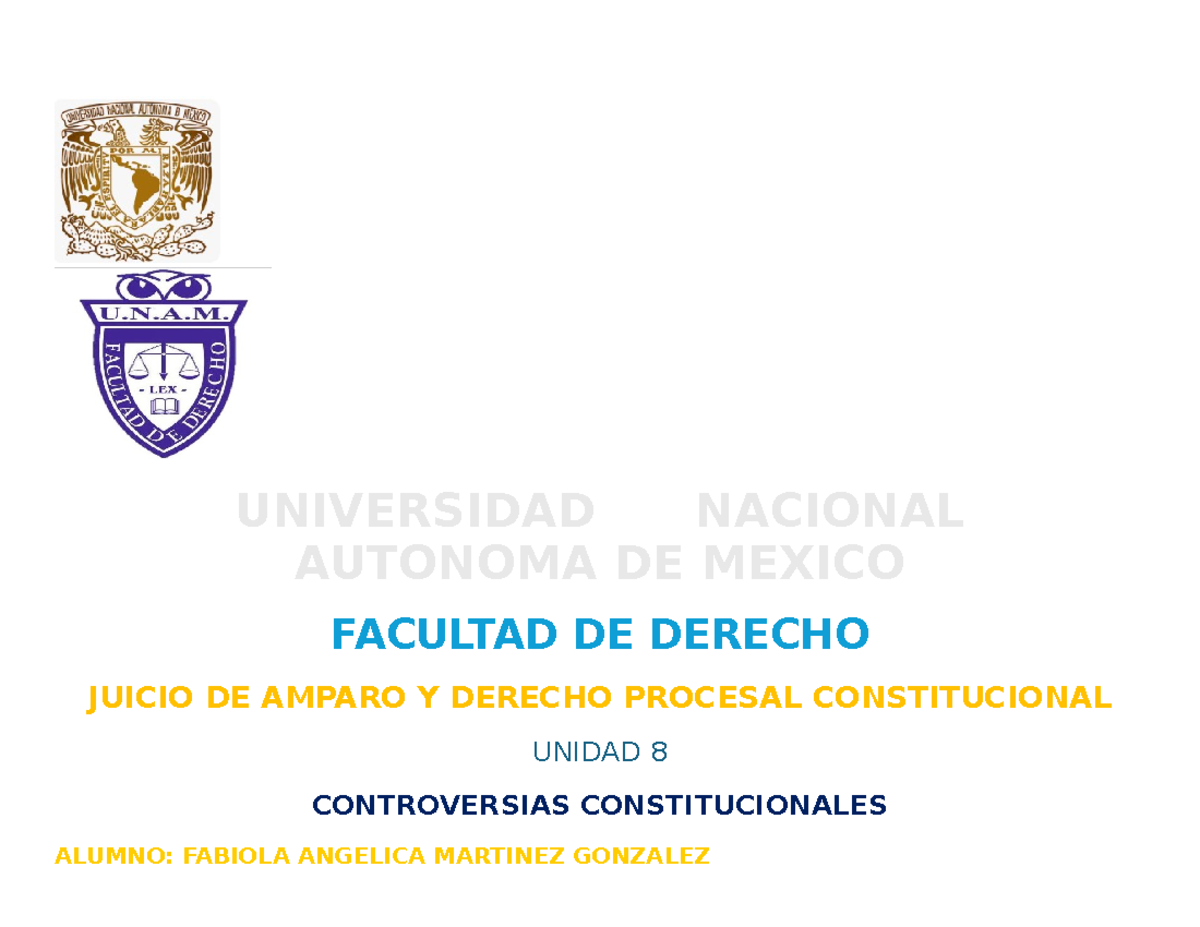 JUICIO DE AMPARO Y DERECHO PROCESAL CONSTITUCIONAL - UNIDAD 8 - Studocu