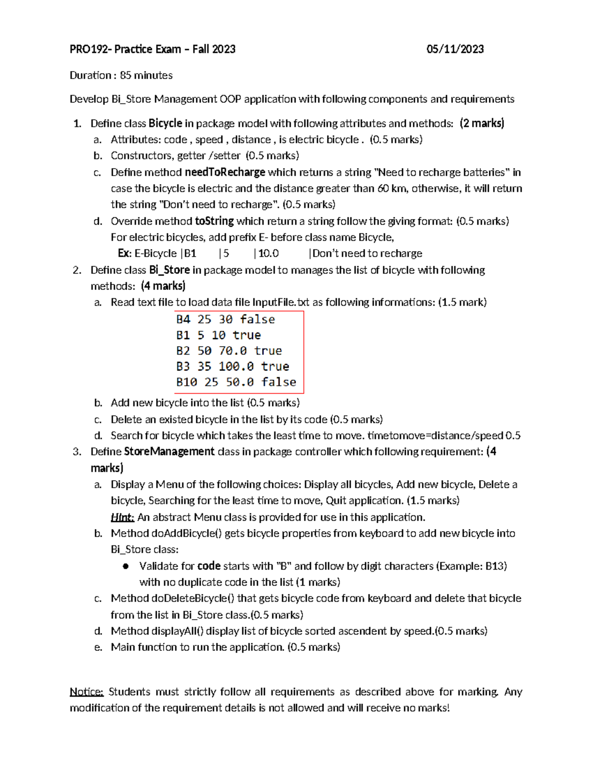 PRO192 Practice Exam - Develop Bi_Store Management OOP App - Studocu