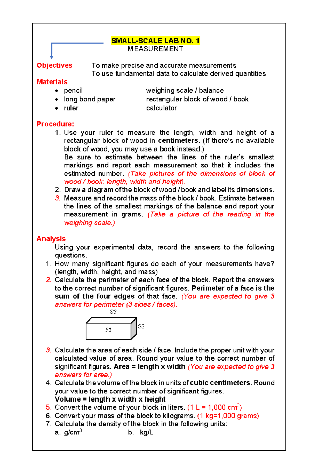 Lab No. 1: Accurate Measurement Techniques in Small-Scale Experiments ...