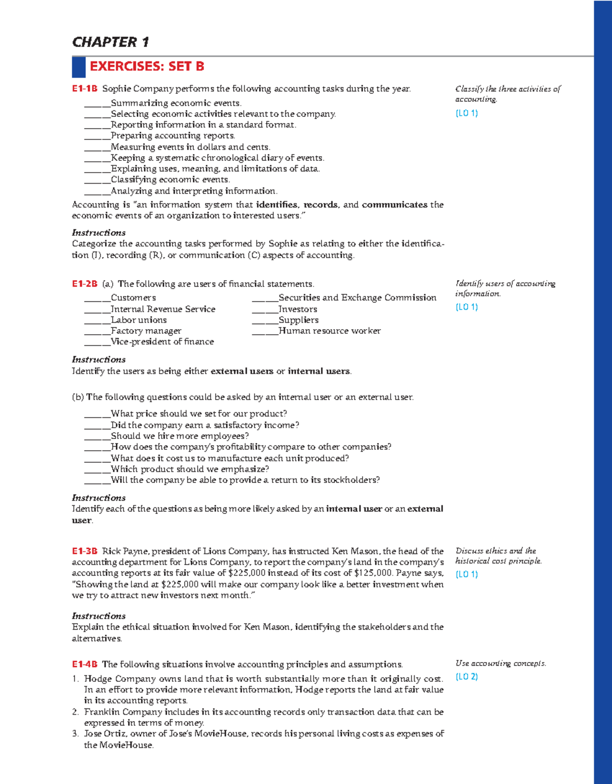 CH01 - Basics of Accounting: Exercises and Analysis of Key Concepts ...