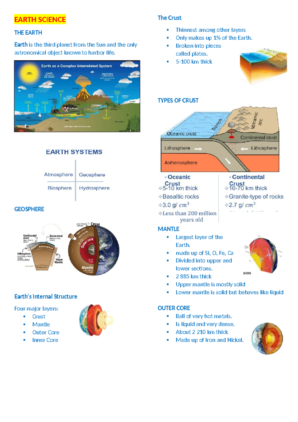 Earth Science: The Crust and Internal Structure of the Earth - Studocu