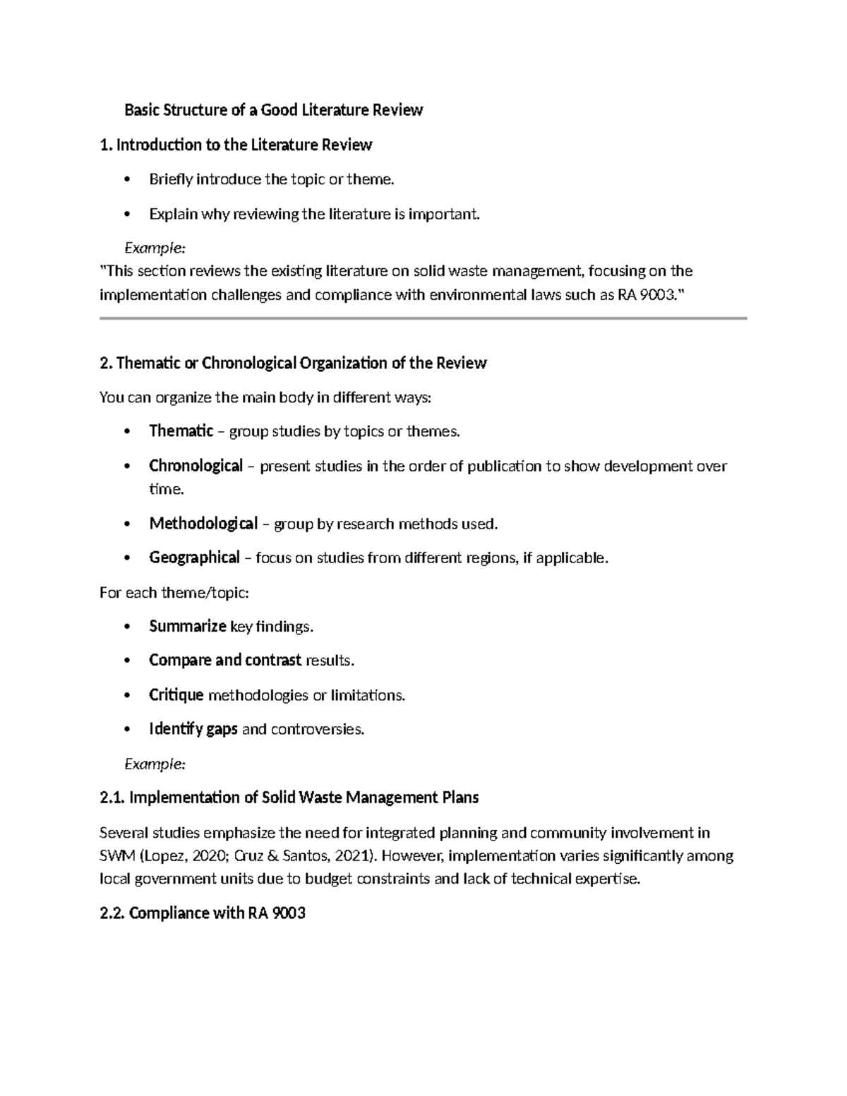 Literature Review on Solid Waste Management Challenges (RA 9003) - Studocu