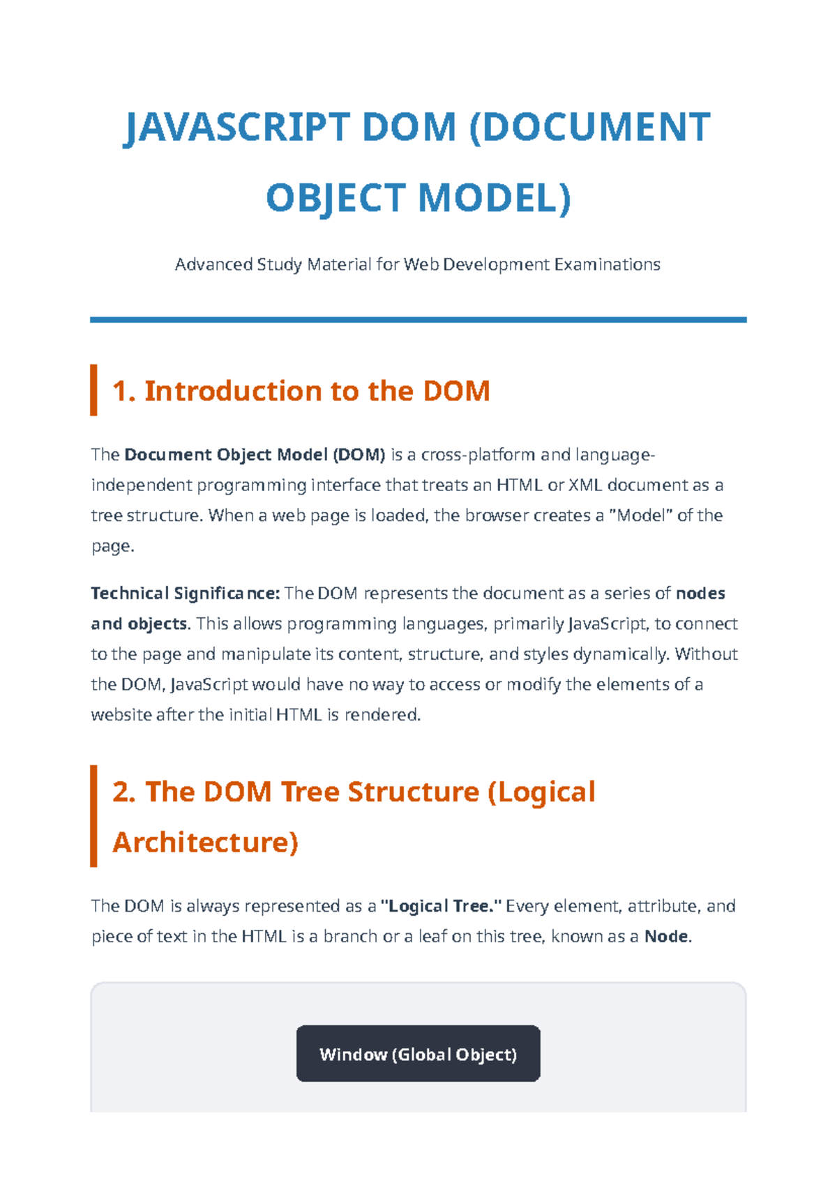 JS DOM Advanced Study Material for Web Development Exams - Studocu