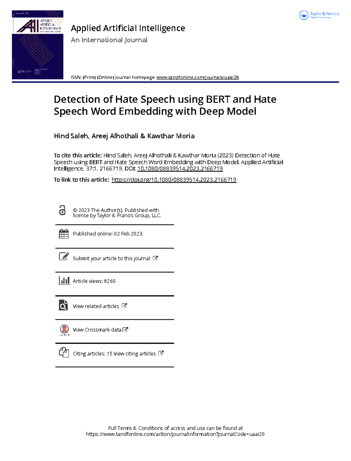 Detection of Hate Speech via BERT & Word Embedding Deep Model - Studocu