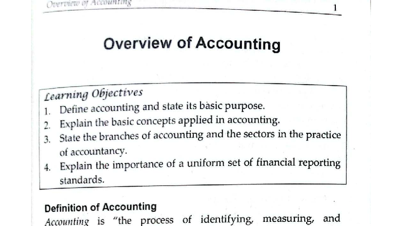 Overview of Accounting Concepts and Principles (ACCT 101) - Studocu