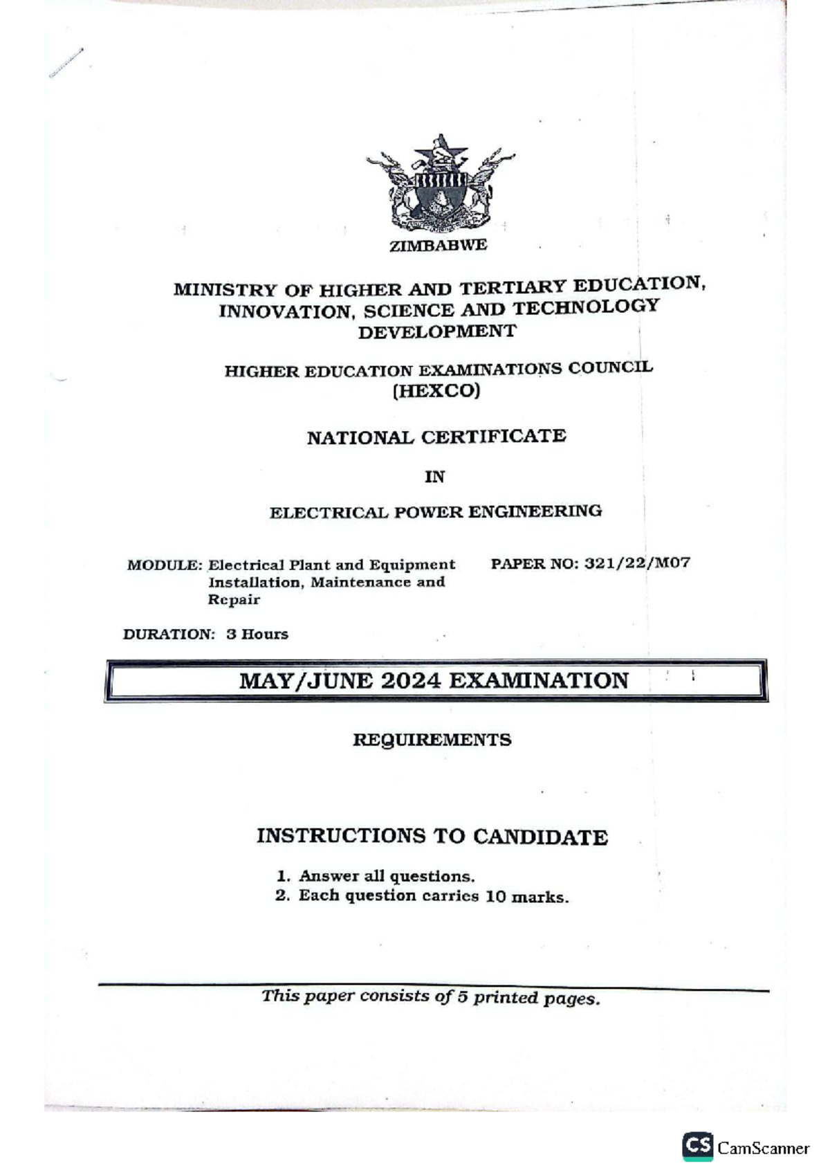 HEXCO National Certificate in Electrical Power Engineering ...
