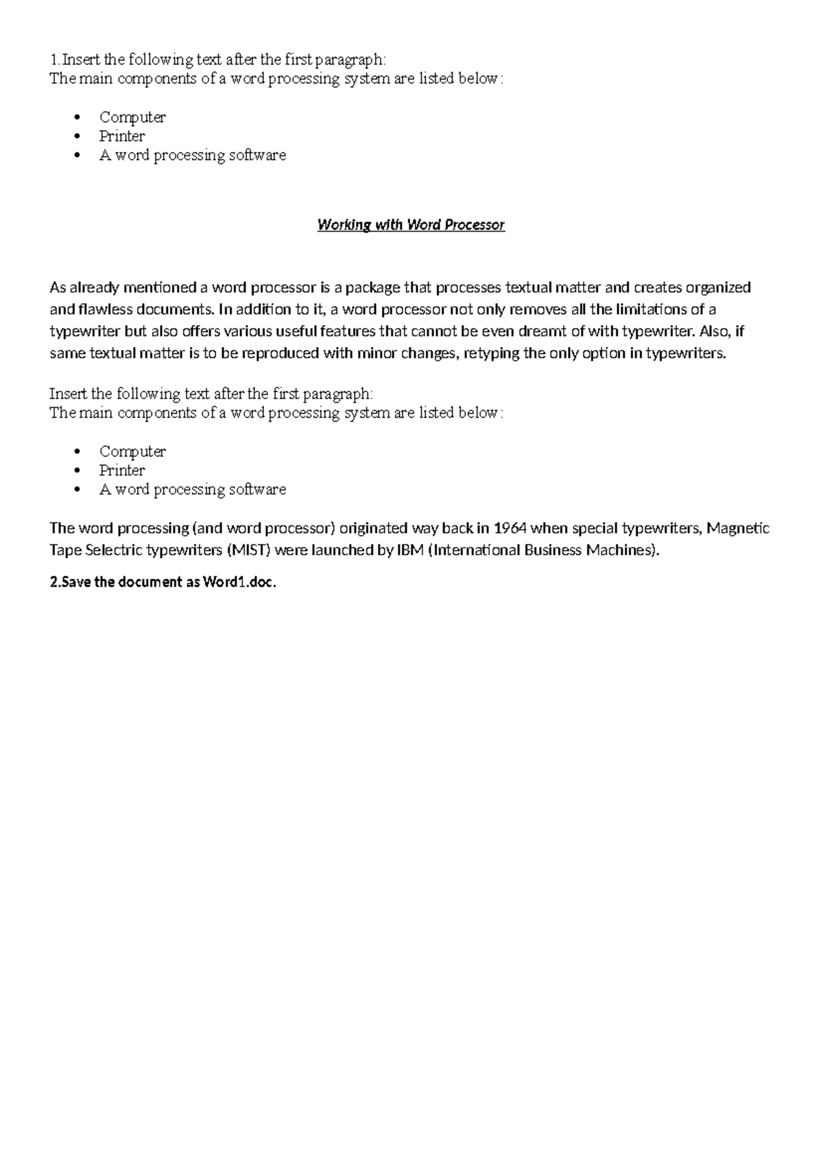 Word Processing System Overview - Word1.doc - Studocu