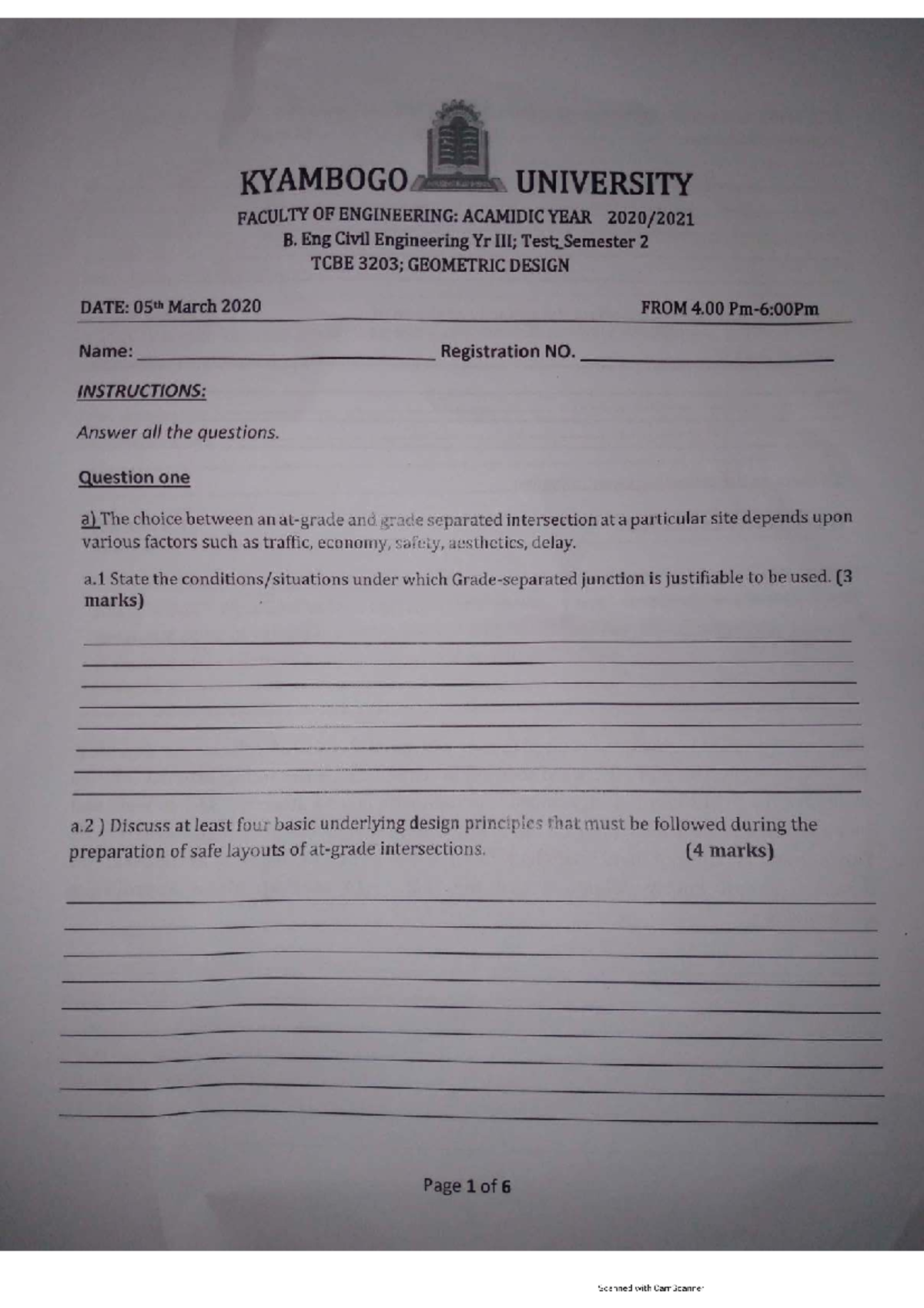 Geometric Test Paper Notes: Road Capacity Factors & Design Flow - Studocu
