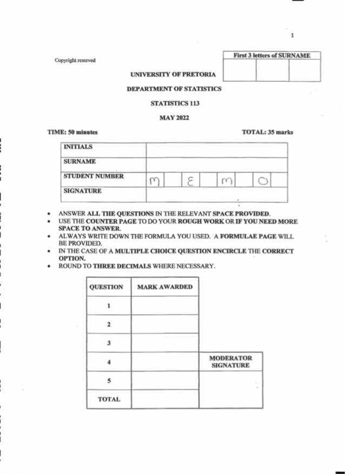 Module Test 3 Memo (Click UP) - STK 113 - Studocu