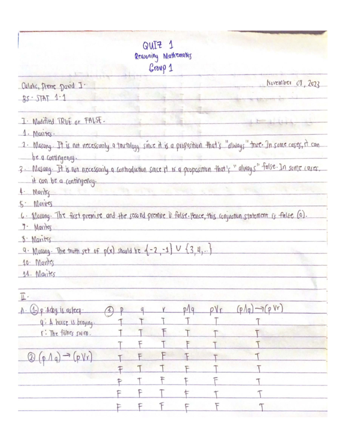 QUIZ 1: Reasoning in Mathematics - BS STAT I Notes - Studocu