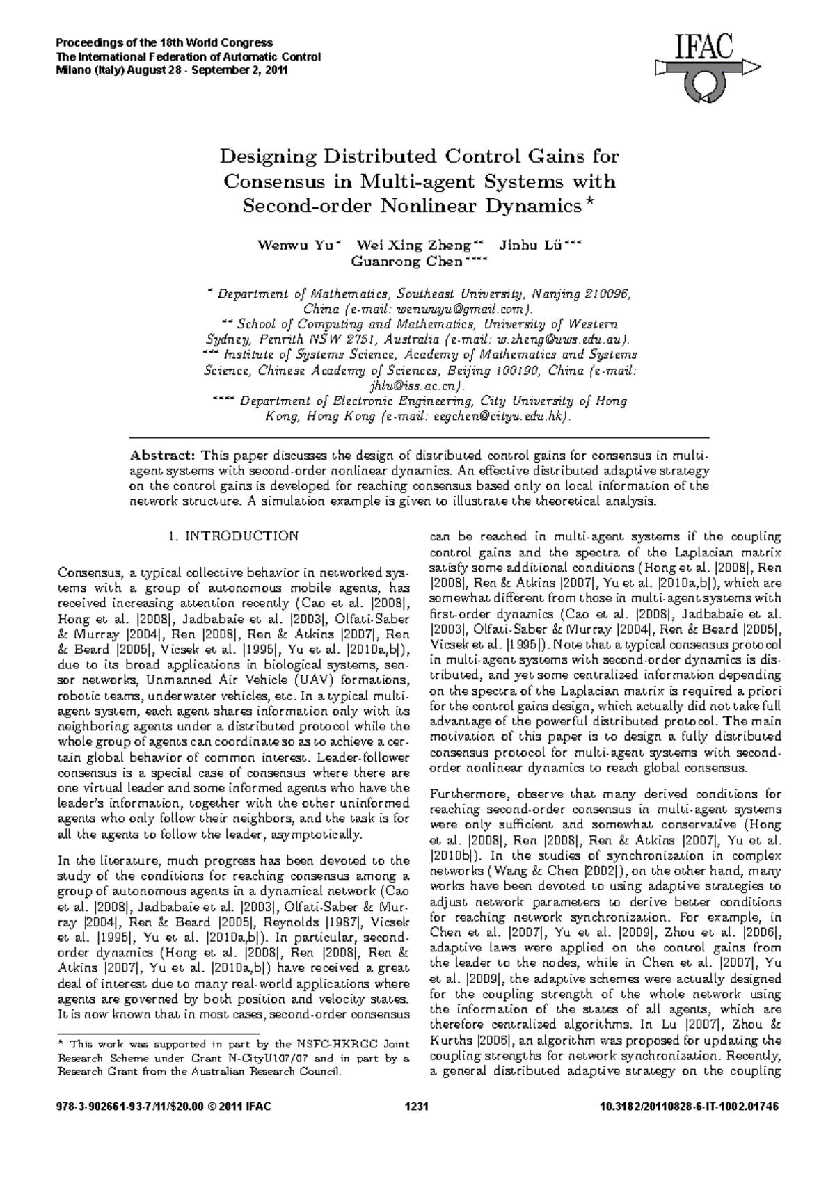 Consensus of Multi-Agent Systems with General Linear & Nonlinear ...