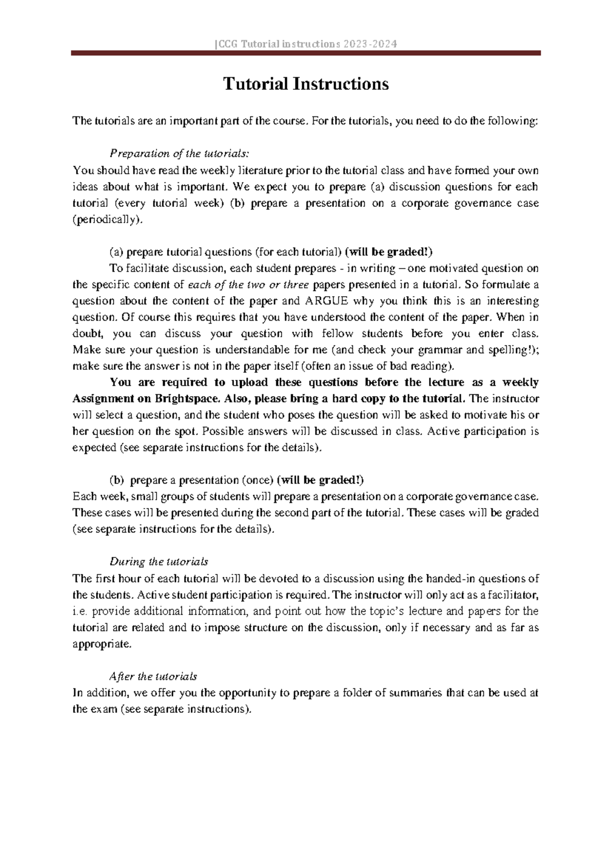 CCG Tutorial Instructions 2023-2024: Essential Preparation Guide ...