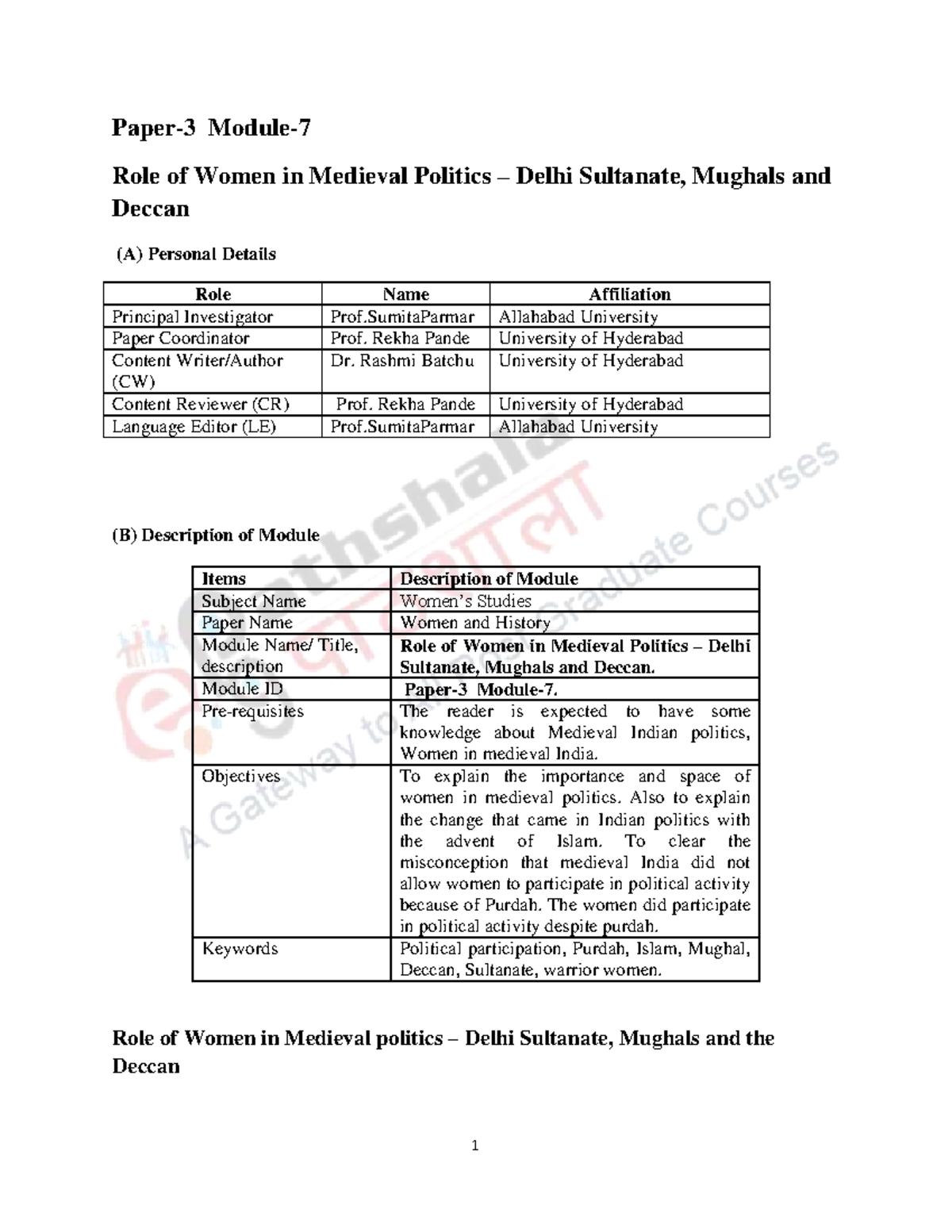 Role of Women in Medieval Politics: Delhi Sultanate, Mughals & Deccan ...