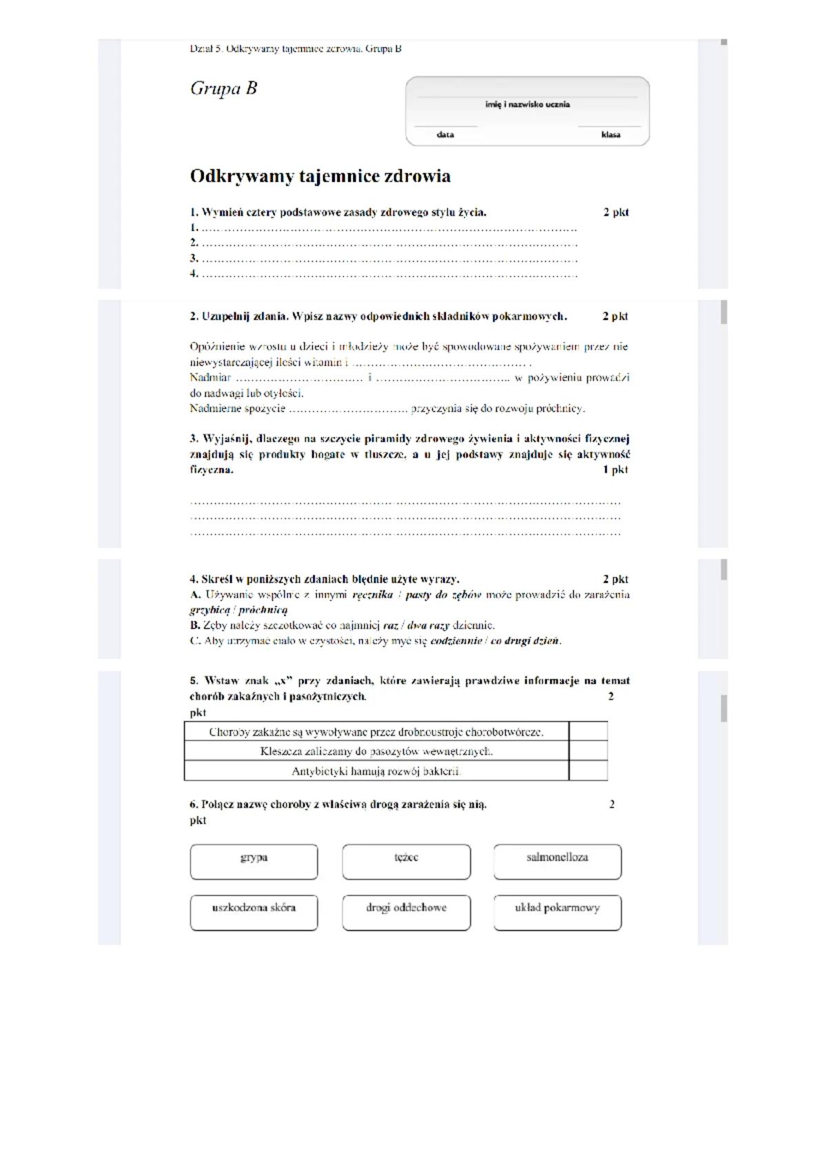 Sprawdzian Z Działu 2 Przyroda Kl 4 Odpowiedzi www.studocu.com