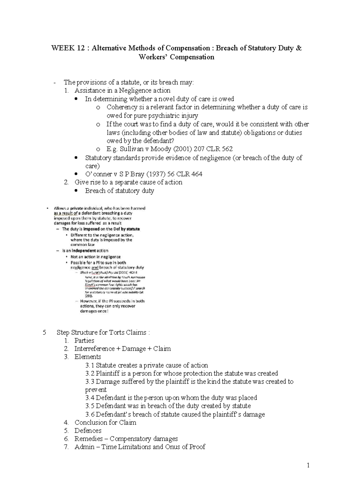 WEEK 12: Alternative Compensation Methods & Breach of Statutory Duty ...