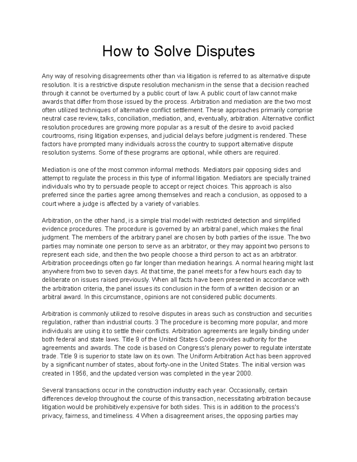 How to Solve Disputes - Alternative dispute resolution is a restrictive ...