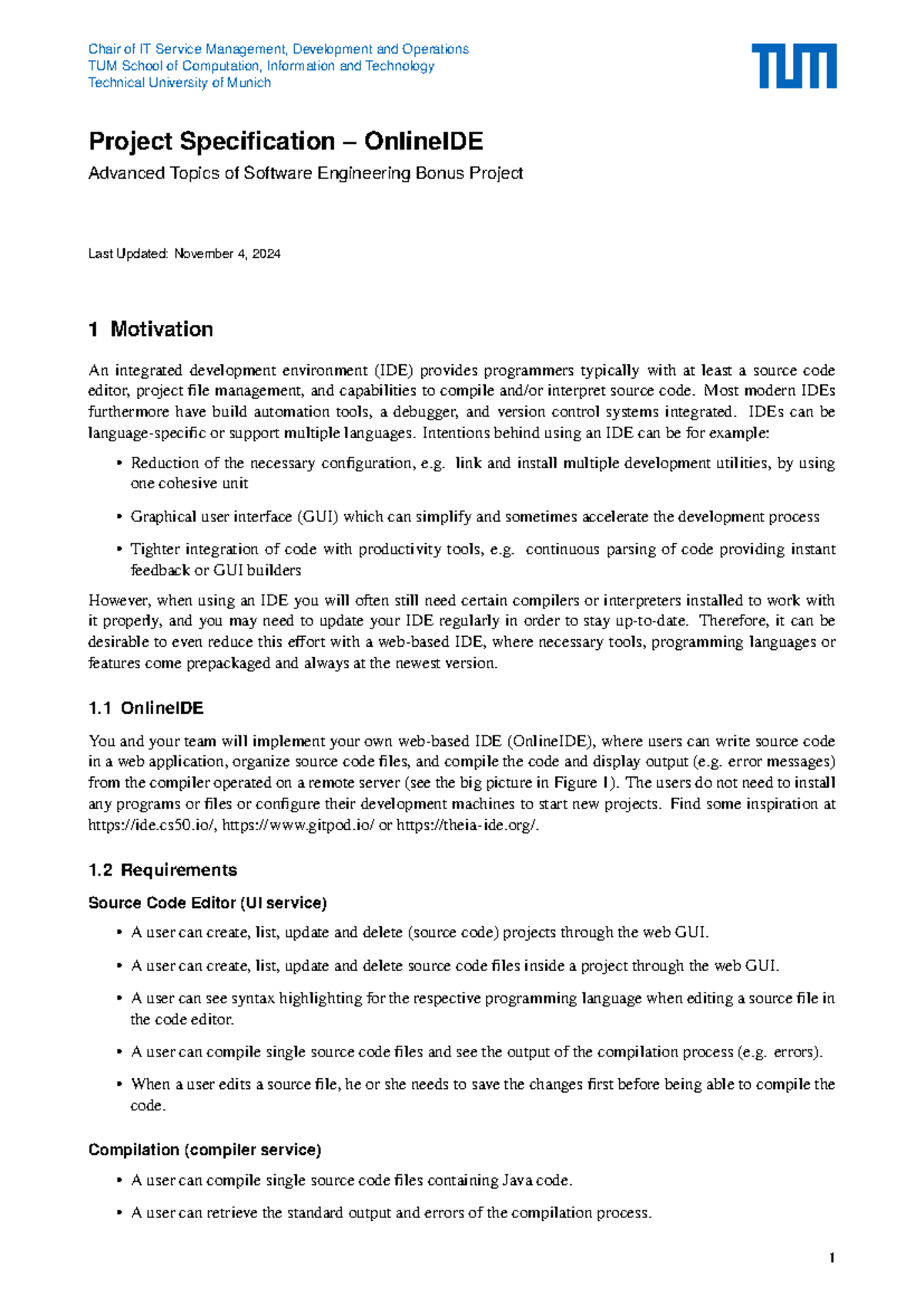 ASE Project Spec-3 - Projekt Spezifikation 2024 - Chair of IT Service ...